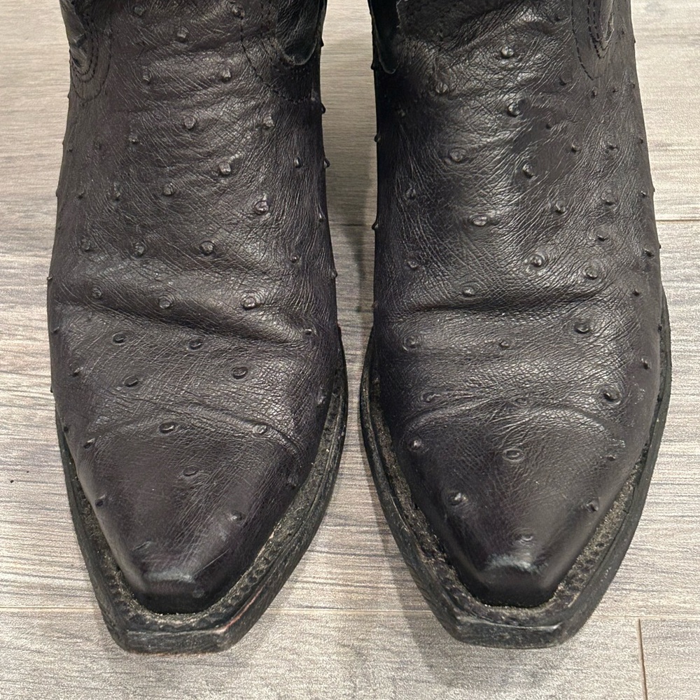 Shyanne Black Ostrich Leather Boots with Floral Embroidery - Picture 3 of 6